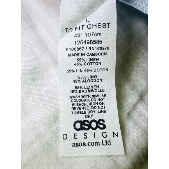 Asos Design Boxy Colorful Stripe Linen Blend Button‎ Up Shirt Men's LARGE NWT - Picture 6 of 8